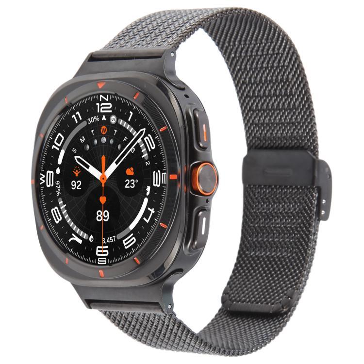 一体型バックル型エンボス加工ミラネーゼメタルウォッチバンド、Samsung Galaxy Watch Ultra 47mm / Ultra 2025用