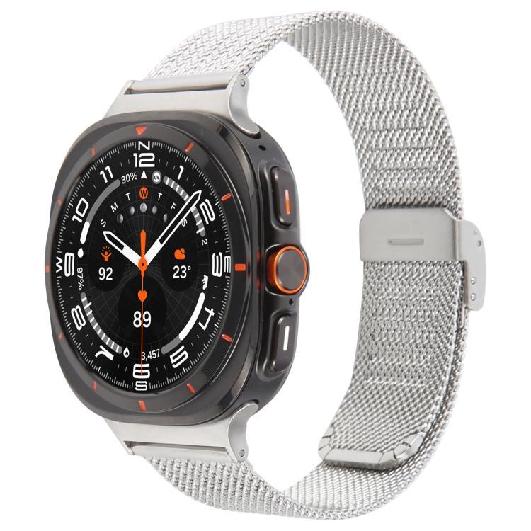 一体型バックル型エンボス加工ミラネーゼメタルウォッチバンド、Samsung Galaxy Watch Ultra 47mm / Ultra 2025用