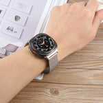 一体型バックル型エンボス加工ミラネーゼメタルウォッチバンド、Samsung Galaxy Watch Ultra 47mm / Ultra 2025用