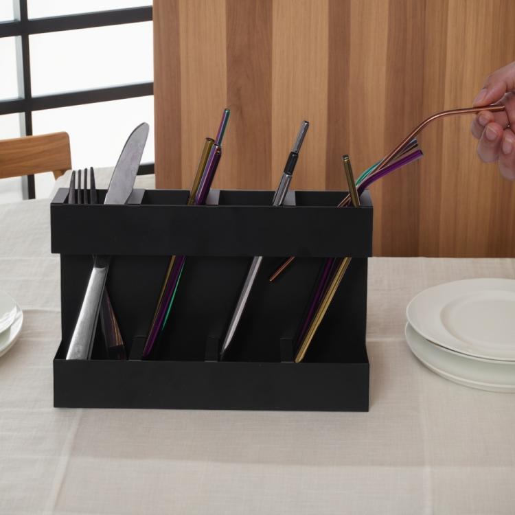 四つ仕切りストロー用金属収納ラック キッチンオーガナイザー ソフトマグネットシートなし