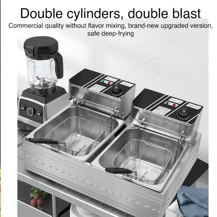 多機能業務用ステンレススチール厚型電気フライヤー 電気ボイラー 単気筒6L、単気筒6L＋温度制限器、単気筒6L＋タイマー、二気筒12L、二気筒12L＋温度制限器、二気筒12L＋タイマー