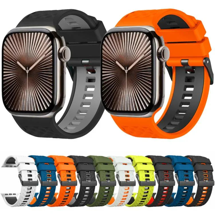 ダイヤモンドテクスチャーツートンカラーシリコンウォッチバンド、Apple Watch 46mm / 49mm / 45mm / 44mm 用