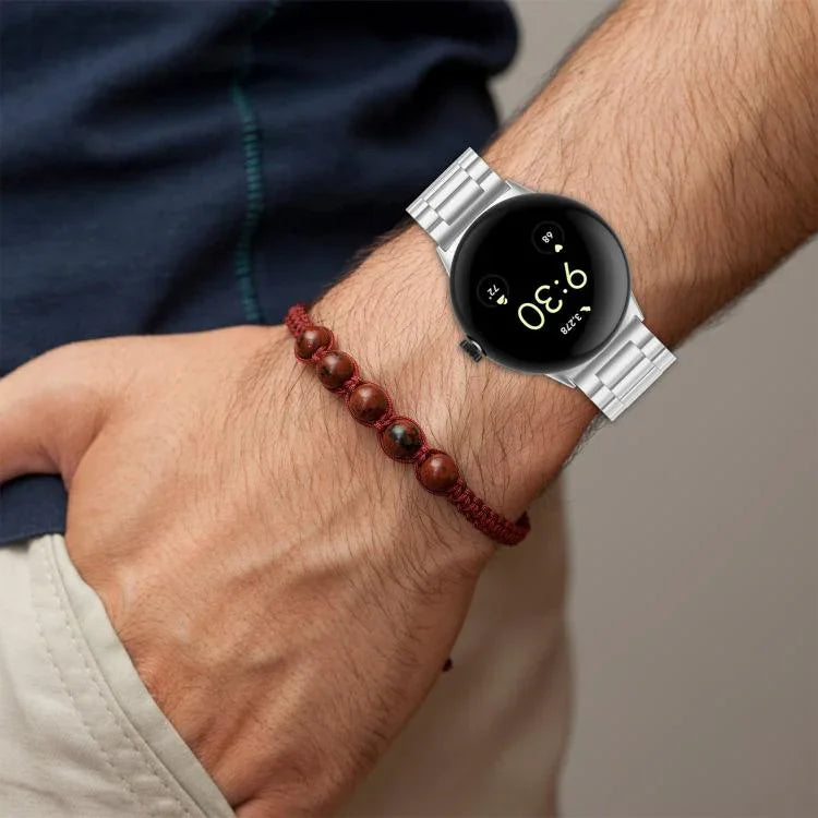 xDfind 三連ビーズ クイックリリース メタルウォッチバンド、Google Pixel Watch 4 / 3 45mm用、Google Pixel Watch 4 / 3 / 2 / 1 41mm用