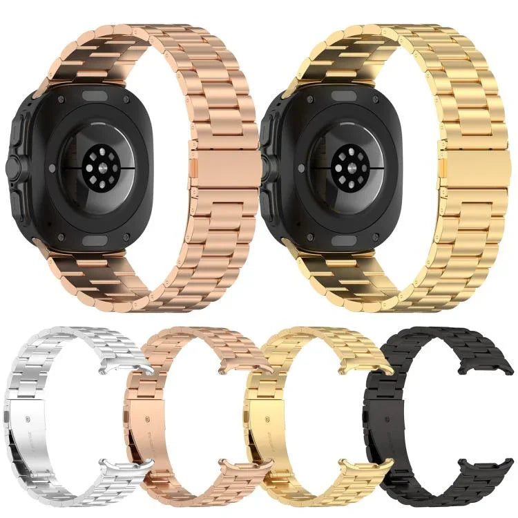 xDfind 三連ビーズメタルウォッチバンド、Samsung Galaxy Watch Ultra 47mm用、Samsung Galaxy Watch 7 / FE / 6 / 5 / 4用、Samsung Galaxy Fit3用