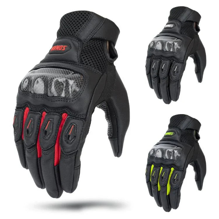 SOMAN MG21 バイク用シープスキンカーボンファイバーグローブ オフロード用滑り止めグローブ、M、L、XL、XXL