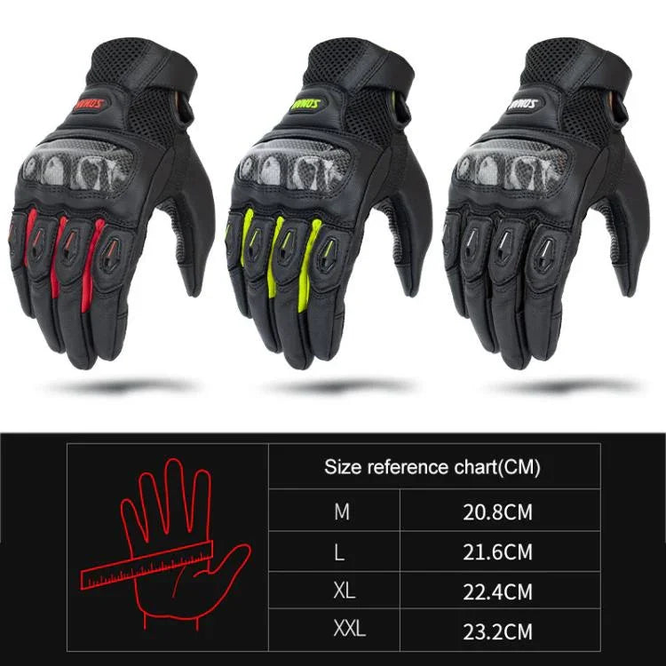 SOMAN MG21 バイク用シープスキンカーボンファイバーグローブ オフロード用滑り止めグローブ、M、L、XL、XXL