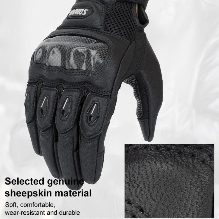 SOMAN MG21 バイク用シープスキンカーボンファイバーグローブ オフロード用滑り止めグローブ、M、L、XL、XXL