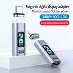Type-C Male to Female PD240W 80Gbps 60K Digital Magnetic Suction Adapter, Straight Head, Elbow Head