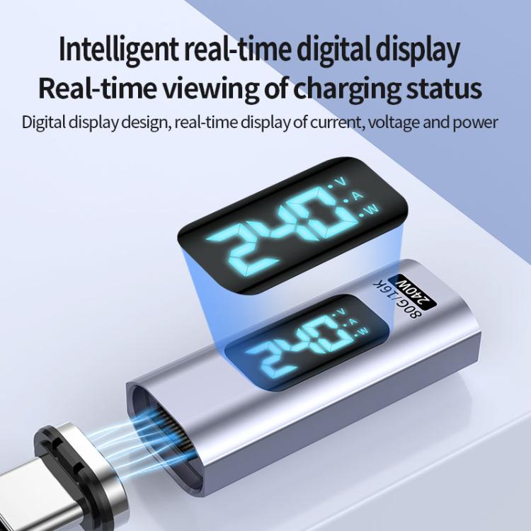 Type-C Male to Female PD240W 80Gbps 60K Digital Magnetic Suction Adapter, Straight Head, Elbow Head