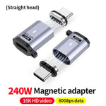 Type-C オスからメス PD240W 80Gbps 60K 磁気吸着アダプター、ストレートヘッド、エルボーヘッド、サイドエルボー
