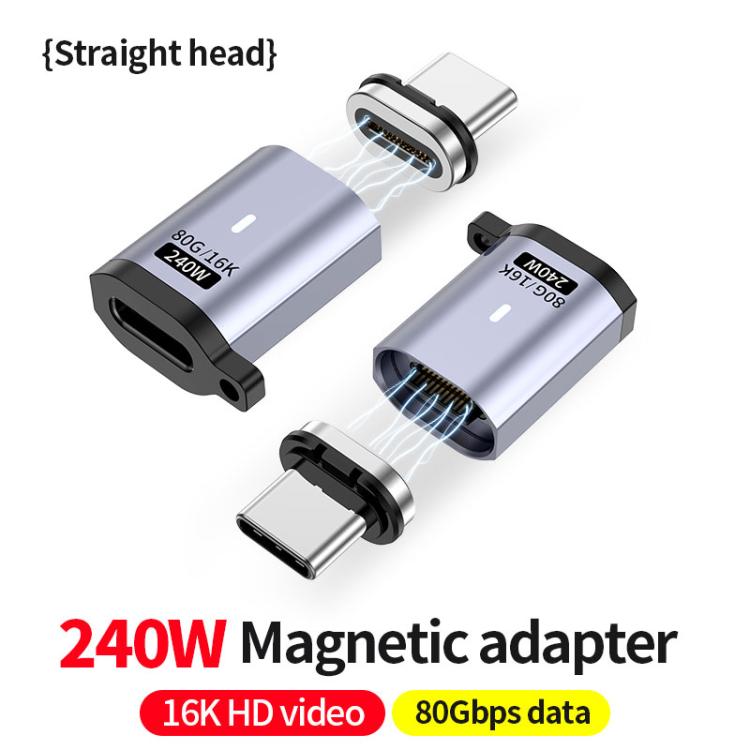 Type-C オスからメス PD240W 80Gbps 60K 磁気吸着アダプター、ストレートヘッド、エルボーヘッド、サイドエルボー