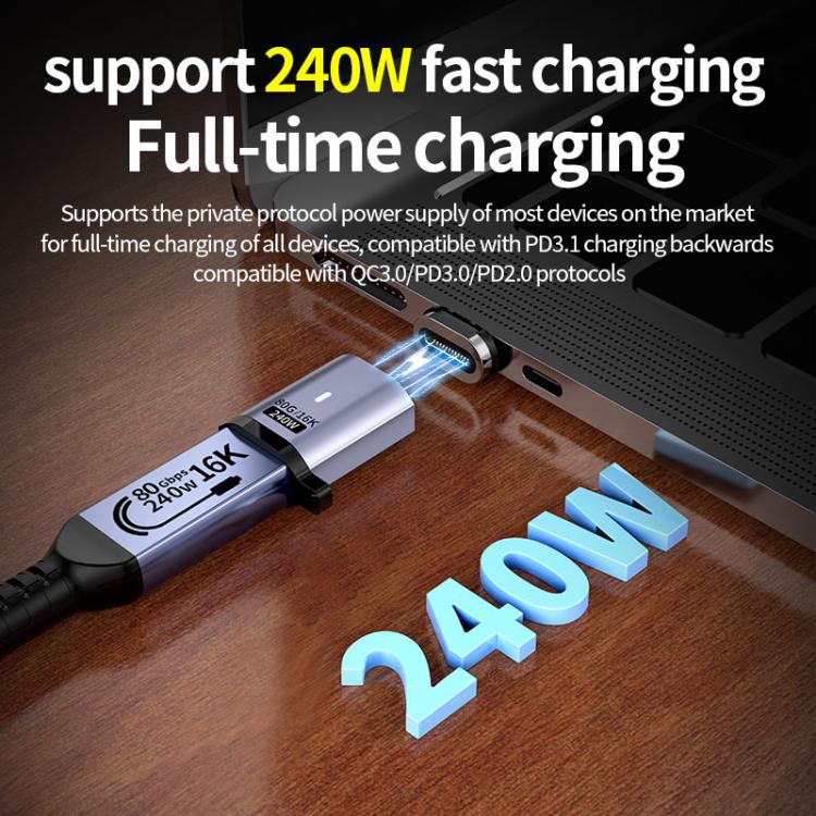 Type-C オスからメス PD240W 80Gbps 60K 磁気吸着アダプター、ストレートヘッド、エルボーヘッド、サイドエルボー