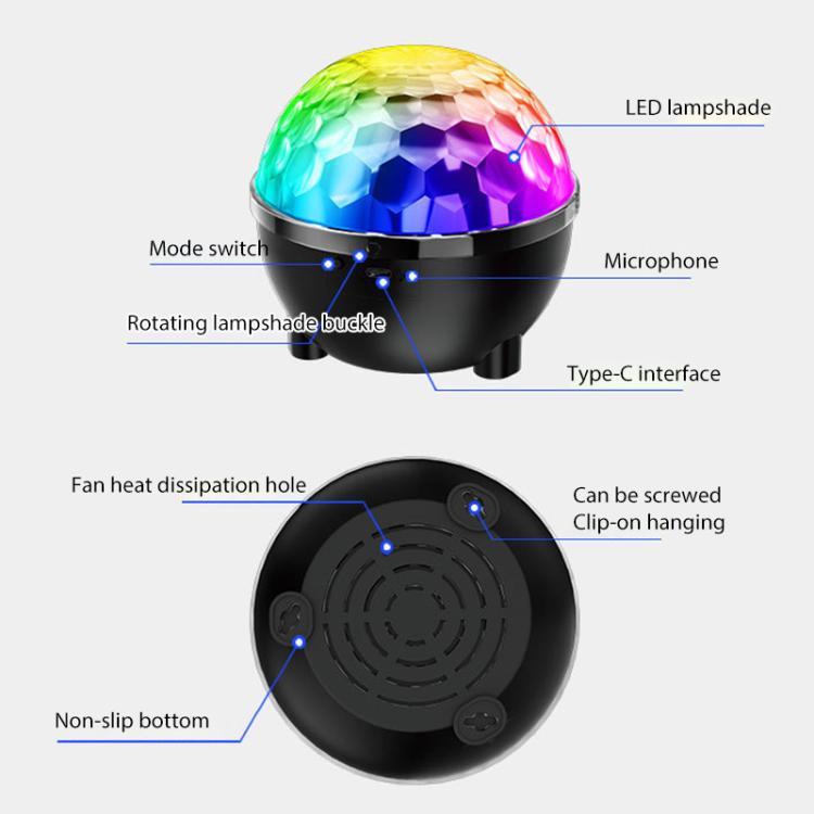 ひまわりマジックボールライト LED RGB 回転ステージランプ、音声制御、リモコン付き