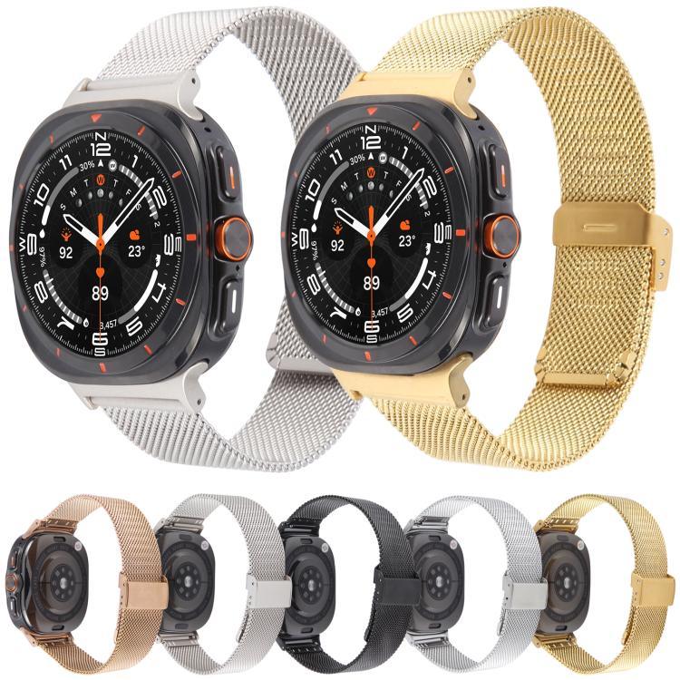 ミラネーゼ 一体型バックル メタル時計バンド、Samsung Galaxy Watch Ultra 47mm / Ultra 2025 用