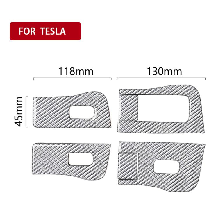 For Tesla Model 3 2017-2022 / Y 2020-2024 6pcs/Set Carbon Fiber Car Window Lift Panel Decorative Sticker, Car Window Lift Panel, Left Drive, Car Window Lift Panel, Right Drive