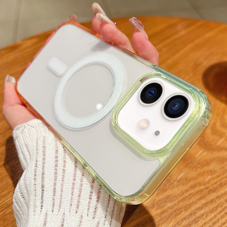 コントラストカラ―グラデーション 透明 MagSafe 電話ケース、iPhone 11 用、iPhone 11 Pro 用