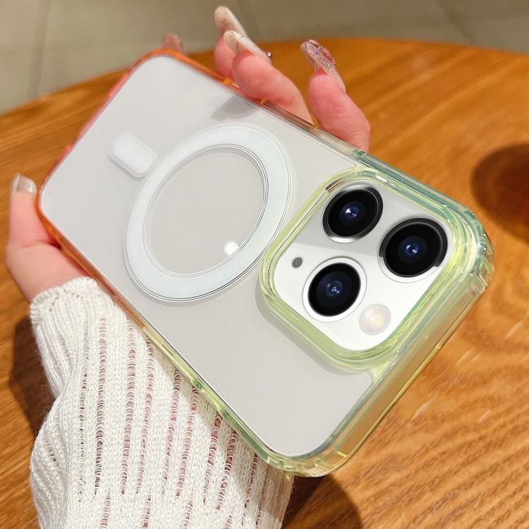 コントラストカラ―グラデーション 透明 MagSafe 電話ケース、iPhone 11 用、iPhone 11 Pro 用