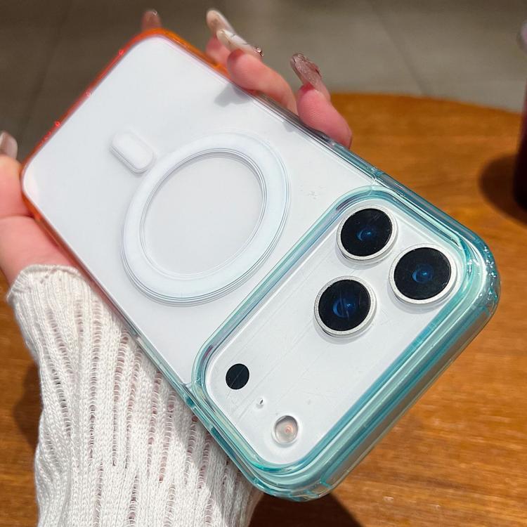 コントラストカラ―グラデーション 透明 MagSafe 電話ケース、iPhone 17 Pro Max 用、iPhone 17 Pro 用、iPhone 17 用、iPhone Air 用、iPhone 16 Pro Max 用、iPhone 16 Pro 用、iPhone 16 Plus 用、iPhone 16 用、iPhone 15 Pro Max 用、iPhone 15 Pro 用