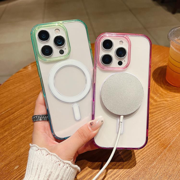 コントラストカラ―グラデーション 透明 MagSafe 電話ケース、iPhone 11 用、iPhone 11 Pro 用
