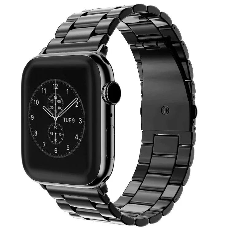 xDfind 三連ビーズ折りたたみバックルステンレススチールウォッチバンド、Apple Watch 42 / 44 / 45 / 46 / 49mm用、Apple Watch 38 / 40 / 41 / S10 42mm用