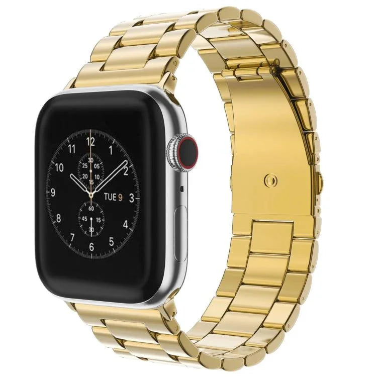 xDfind 三連ビーズ折りたたみバックルステンレススチールウォッチバンド、Apple Watch 42 / 44 / 45 / 46 / 49mm用、Apple Watch 38 / 40 / 41 / S10 42mm用