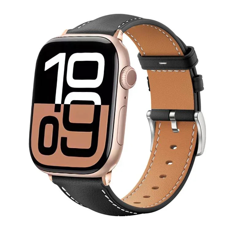 xDfind ブラックシャーク細粒レザーウォッチバンド、Apple Watch 42 / 44 / 45 / 46 / 49mm用、Apple Watch 38 / 40 / 41 / S10 42mm用