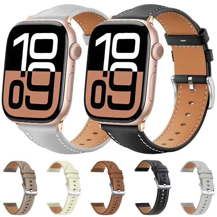 xDfind ブラックシャーク細粒レザーウォッチバンド、Apple Watch 42 / 44 / 45 / 46 / 49mm用、Apple Watch 38 / 40 / 41 / S10 42mm用