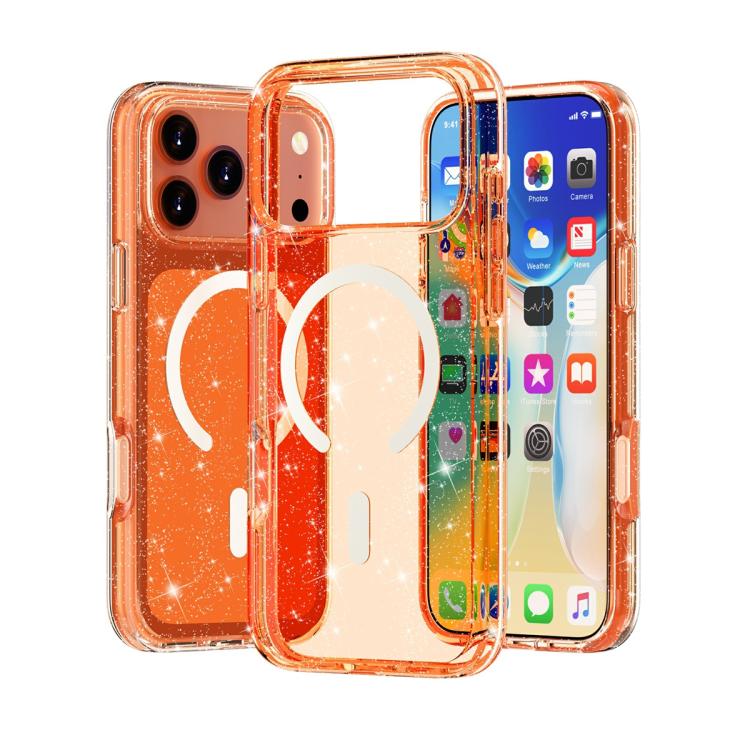 ターミネーター風 グリッターパウダー MagSafe 磁気電話ケース、iPhone 17 Pro Max 用、iPhone 17 Pro 用、iPhone 17 用、iPhone Air 用