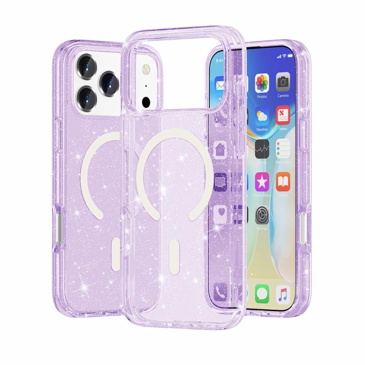 ターミネーター風 グリッターパウダー MagSafe 磁気電話ケース、iPhone 17 Pro Max 用、iPhone 17 Pro 用、iPhone 17 用、iPhone Air 用