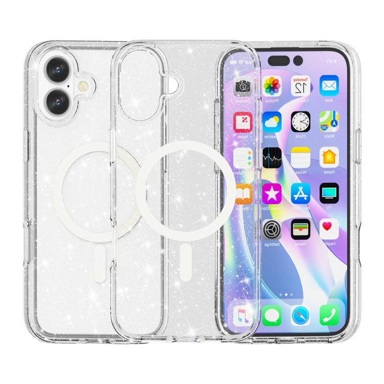 ターミネーター風 グリッターパウダー MagSafe 磁気電話ケース、iPhone 17 Pro Max 用、iPhone 17 Pro 用、iPhone 17 用、iPhone Air 用
