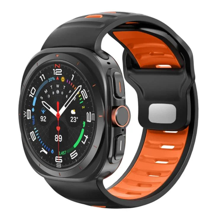 ストライプ二色シリコンウォッチバンド、Samsung Galaxy Watch Ultra 47mm / Ultra 2025用