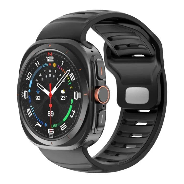 ストライプ二色シリコンウォッチバンド、Samsung Galaxy Watch Ultra 47mm / Ultra 2025用