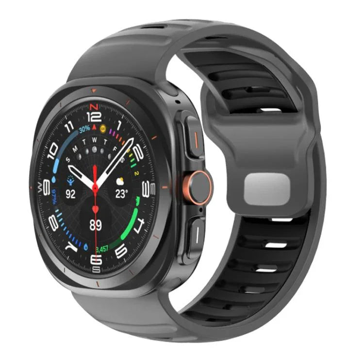 ストライプ二色シリコンウォッチバンド、Samsung Galaxy Watch Ultra 47mm / Ultra 2025用