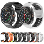 ストライプ二色シリコンウォッチバンド、Samsung Galaxy Watch Ultra 47mm / Ultra 2025用