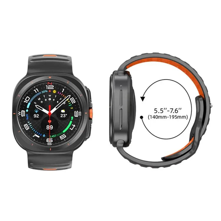 ストライプ二色シリコンウォッチバンド、Samsung Galaxy Watch Ultra 47mm / Ultra 2025用