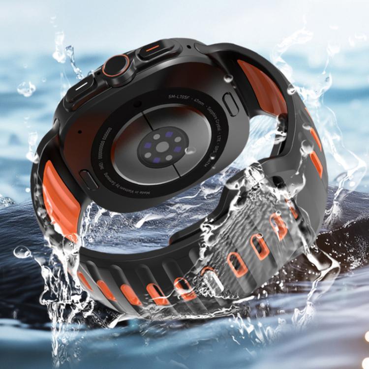 ストライプ二色シリコンウォッチバンド、Samsung Galaxy Watch Ultra 47mm / Ultra 2025用