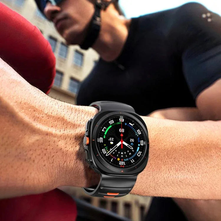 ストライプ二色シリコンウォッチバンド、Samsung Galaxy Watch Ultra 47mm / Ultra 2025用