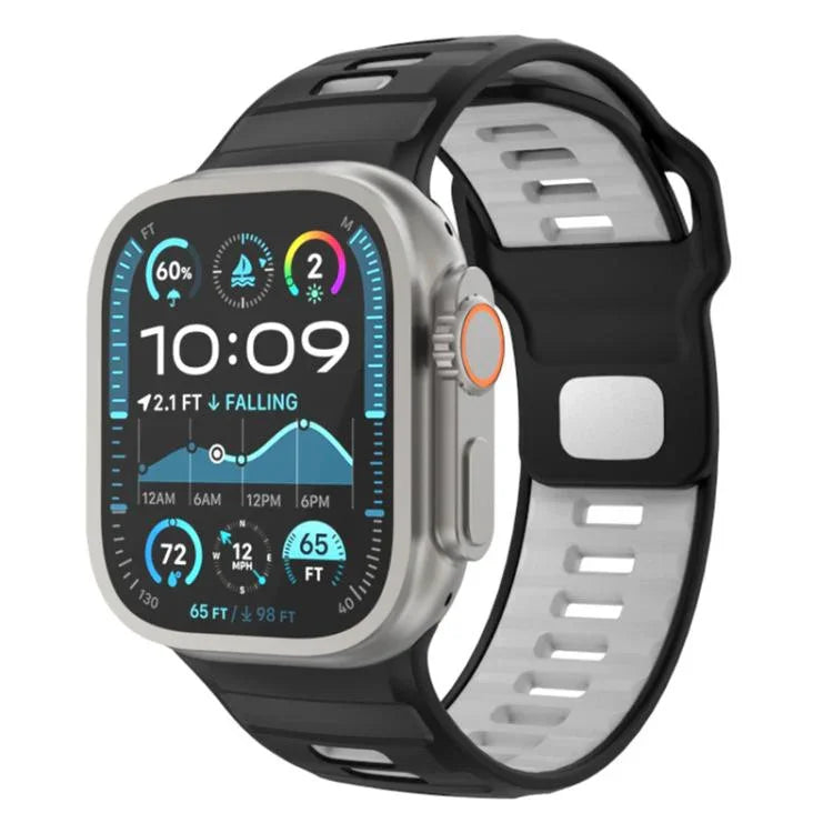 チェッカードリバースバックルシリコンウォッチバンド、Apple Watch 46mm / 49mm / 45mm / 44mm用