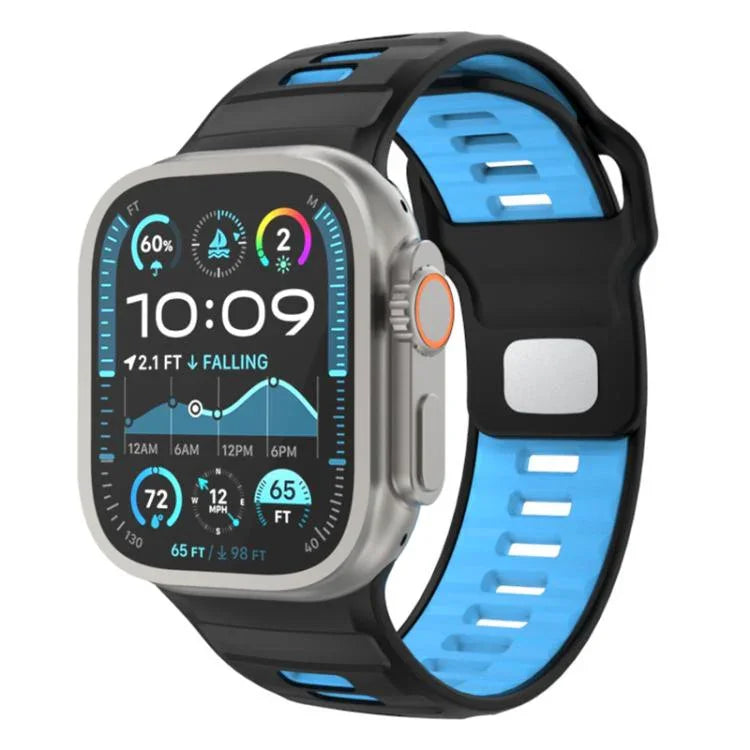 チェッカードリバースバックルシリコンウォッチバンド、Apple Watch 46mm / 49mm / 45mm / 44mm用