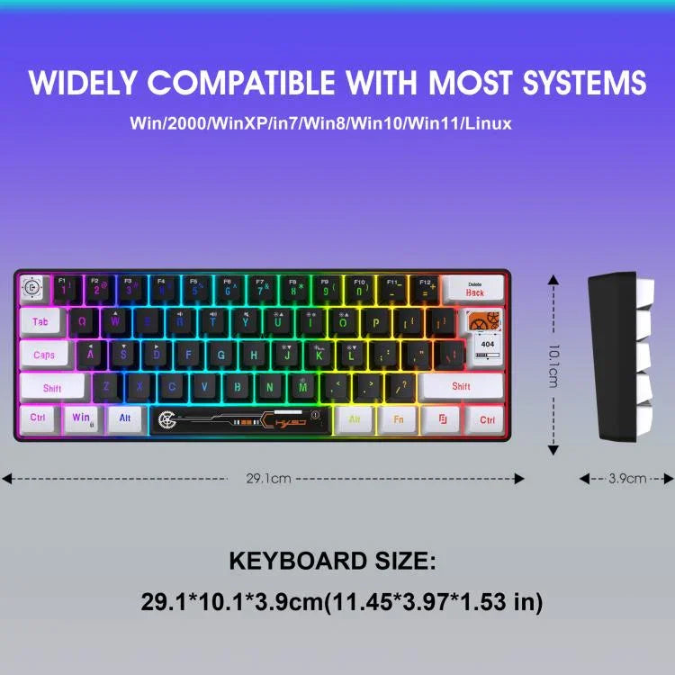 HXSJ V700WB Wired RGB Backlit Membrane Keyboard 61 Key Caps, Cable Length: 1.7m, V700WB