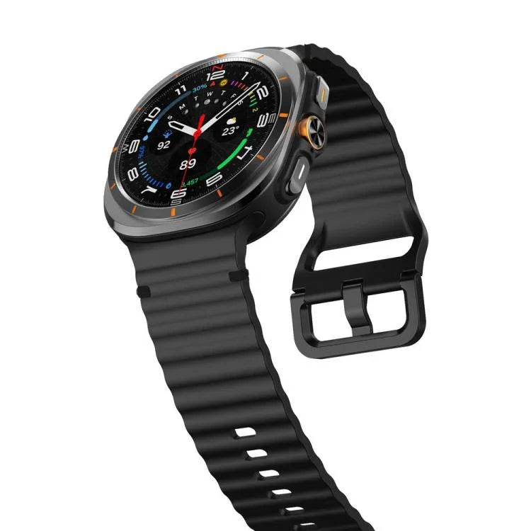 Samsung Galaxy Watch8 Classic 46mm / Watch8 44mm / 40mm用 xDfind ウェービーグレイン ステッチ入りシリコンウォッチバンド、L