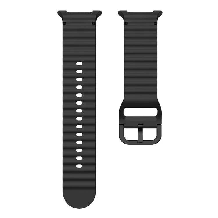 Samsung Galaxy Watch8 Classic 46mm / Watch8 44mm / 40mm用 xDfind ウェービーグレイン ステッチ入りシリコンウォッチバンド、L