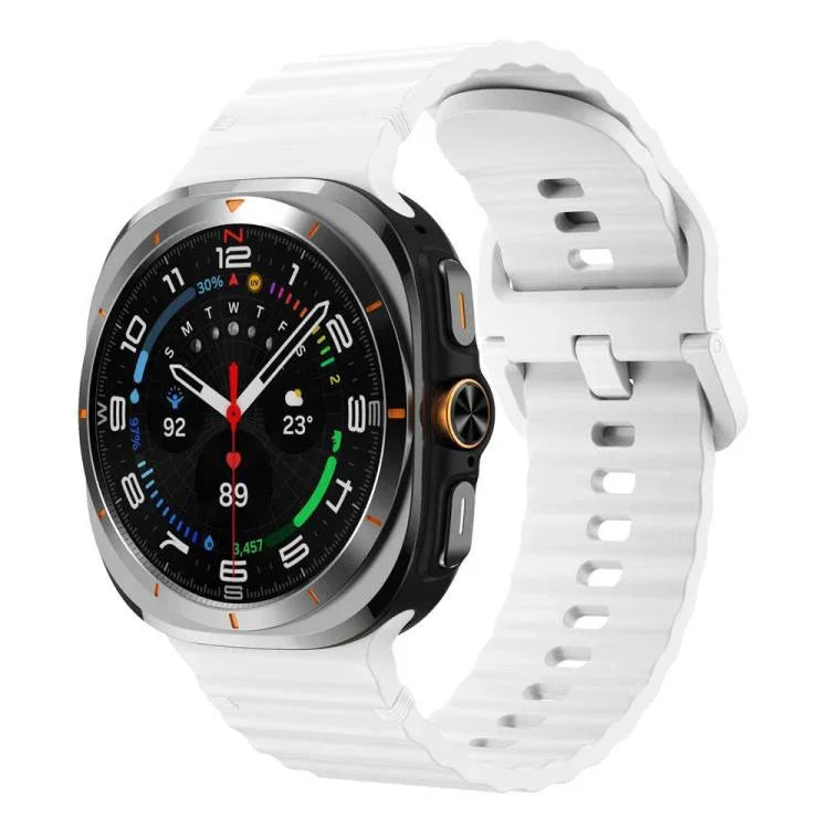 Samsung Galaxy Watch8 Classic 46mm / Watch8 44mm / 40mm用 xDfind ウェービーグレイン ステッチ入りシリコンウォッチバンド、L