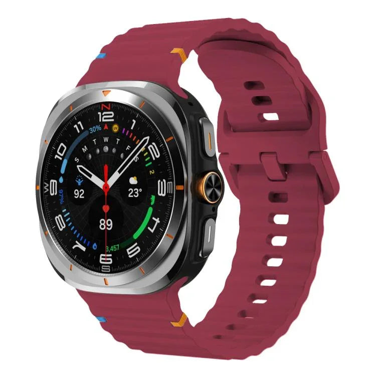 Samsung Galaxy Watch8 Classic 46mm / Watch8 44mm / 40mm用 xDfind ウェービーグレイン ステッチ入りシリコンウォッチバンド、L