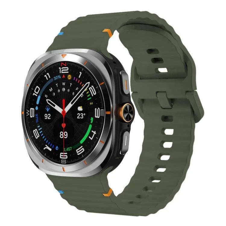 Samsung Galaxy Watch8 Classic 46mm / Watch8 44mm / 40mm用 xDfind ウェービーグレイン ステッチ入りシリコンウォッチバンド、L