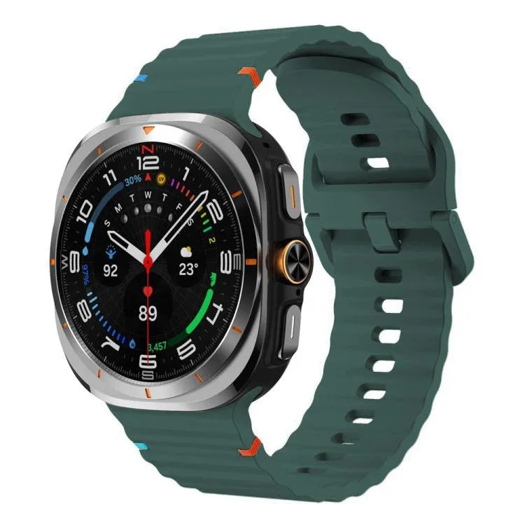 Samsung Galaxy Watch8 Classic 46mm / Watch8 44mm / 40mm用 xDfind ウェービーグレイン ステッチ入りシリコンウォッチバンド、L