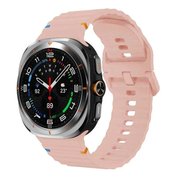 Samsung Galaxy Watch8 Classic 46mm / Watch8 44mm / 40mm用 xDfind ウェービーグレイン ステッチ入りシリコンウォッチバンド、L