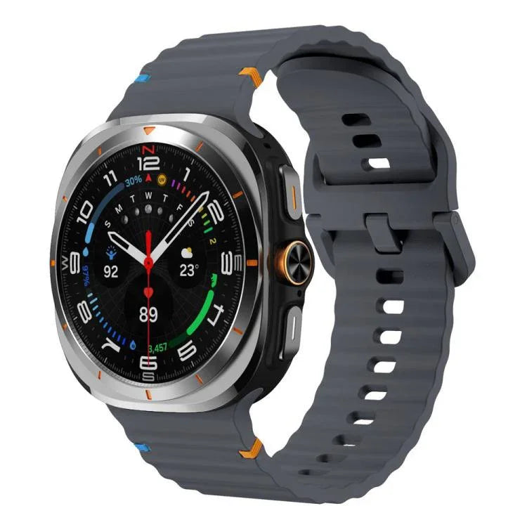 Samsung Galaxy Watch8 Classic 46mm / Watch8 44mm / 40mm用 xDfind ウェービーグレイン ステッチ入りシリコンウォッチバンド、L