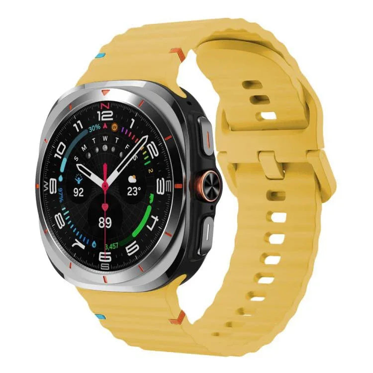 Samsung Galaxy Watch8 Classic 46mm / Watch8 44mm / 40mm用 xDfind ウェービーグレイン ステッチ入りシリコンウォッチバンド、L