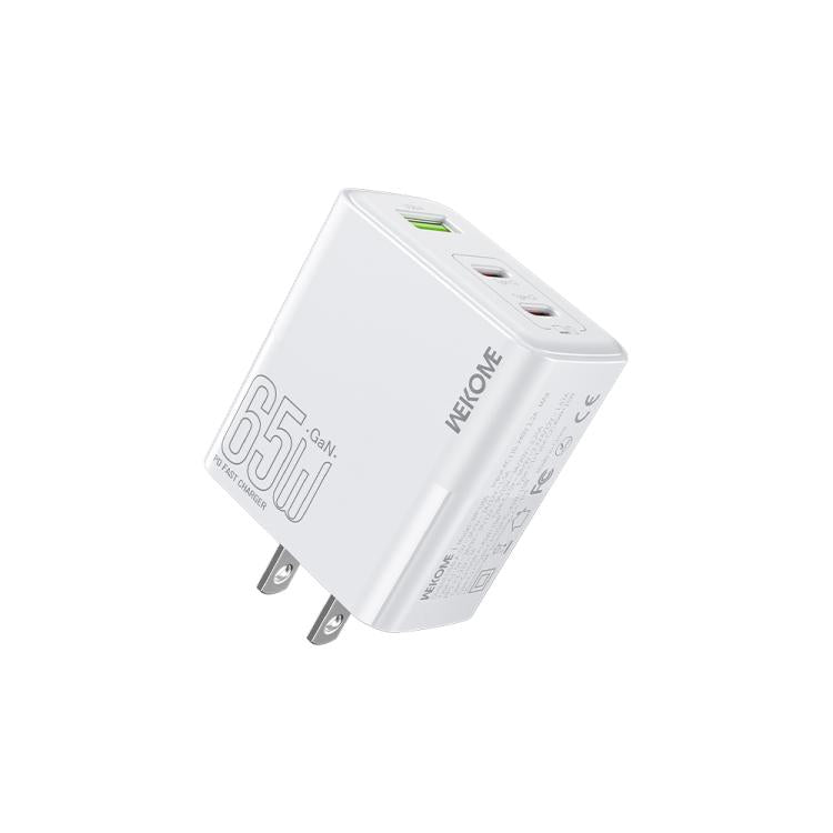 WK WP-U66 Kinkong 65W デュアル USB-C / Type-C + USB GaN 急速充電器、UKプラグ、USプラグ、EUプラグ